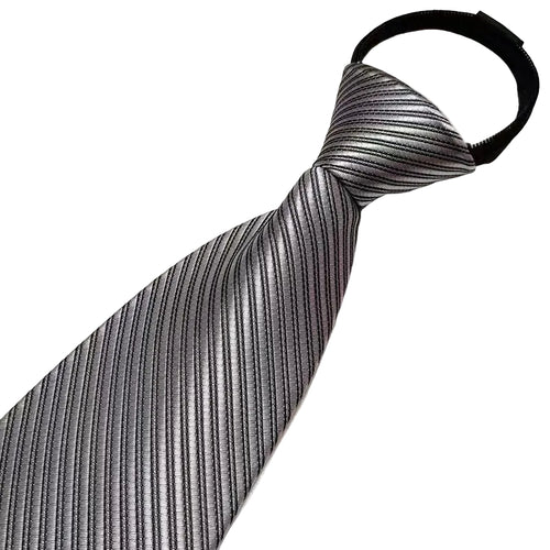 Men Fashion Solid Color Zipper Tie Wedding Party Formal Business Necktie